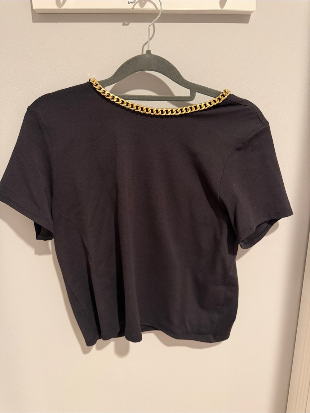 Generation Love Black Tee with Gold Chain Neckline